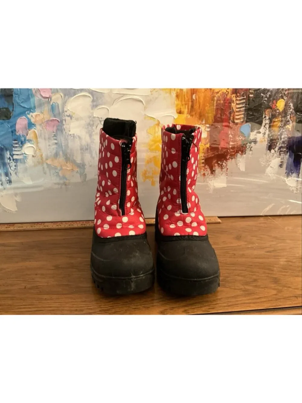 Itasca Polkadot Snow Boots Thick Liner Rubber Foot Very Warm Girls sz 2